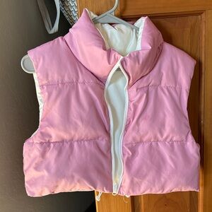 Light Pink Puffer Vest - Sleeveless Zip Front